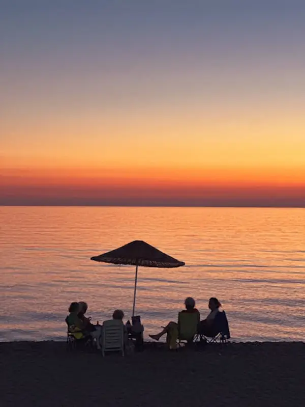 A stunning sunset over a serene beach